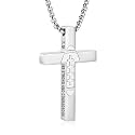 Football Game Day Cross Necklace for Boys Men, Stainless Steel Bible Verse Cross Pendant Chain Sports Gear Stuff Christian Religious Jewelry Gifts