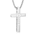 Football Game Day Cross Necklace for Boys Men, Stainless Steel Bible Verse Cross Pendant Chain Sports Gear Stuff Christian Religious Jewelry Gifts
