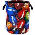 Football Laundry Basket Foldable Oxford Cloth Ball Hamper 18.9 x 16.5 Inch