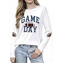 Football Shirts for Women Game Day Shirt Football Outfits Long Sleeve Tee Tops