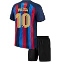 Football Soccer Barce Messii 10 Jersey Set Football T-Shirt with Black Shorts (Kid's, Boy's &amp; Men's)