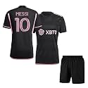 Football Soccer Barce Messi 10 Jersey Set Football T-Shirt with Black Shorts (Kid's, Boy's &amp; Men's)