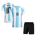 Football Soccer Barce Messi 10 Jersey Set Football T-Shirt with Black Shorts (Kid's, Boy's &amp; Men's)