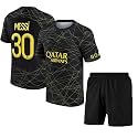 Football Soccer Barce Messi 10 Jersey Set Football T-Shirt with Black Shorts (Kid's, Boy's &amp; Men's)