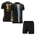 Football Soccer Barce Messi 10 Jersey Set Football T-Shirt with Black Shorts (Kid's, Boy's & Men's)
