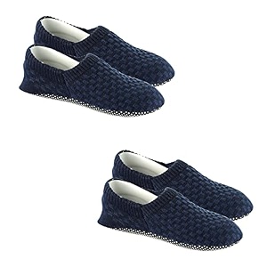 footmate anti skidslip slipper socks 2 pair pack  lightweight rubber grip slippers sock for women amp men  ultrasoft comfort slipper shoes for office home outdoor amp indoor