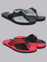 Footox Slippers for Men | Slides for Men | Clogs for Men | Flipflop for Men Men Slippers (Black, Red , 6)