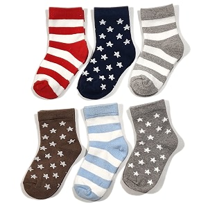 footprints organic cotton kids socks - pack of 6 pairs - star stripe