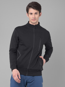 force nxt super combed cotton rich fleech fabric high-neck men solid casual jacket
