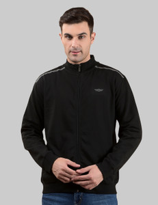force nxt super combed cotton rich fleech fabric high-neck men solid casual jacket