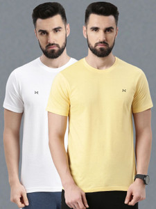 Force NXT Solid Men Round Neck Yellow