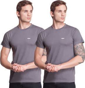 Force NXT Solid Men Round Neck Grey