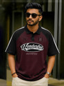 Force Printed Men Polo Neck Maroon T-Shirt