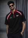 Force Printed Men Zip Neck Black T-Shirt
