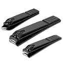 Force24 - Nail Clippers Set, Ultra Sharp Sturdy Fingernail Toenail Clipper Nail Cutters set for men women adult nail cutter set for Thick Toenails & Nails (BLACK Set of 3 without Box)