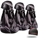 ForceWave Silky Satin Durags 3 Pieces and 1 Wave Cap Pack for Men Waves