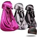 ForceWave Silky Satin Durags 3 Pieces and 1 Wave Cap Pack for Men Waves