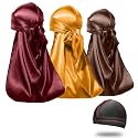 ForceWave Silky Satin Durags 3 Pieces and 1 Wave Cap Pack for Men Waves