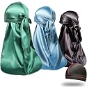 ForceWave Silky Satin Durags 3 Pieces and 1 Wave Cap Pack for Men Waves