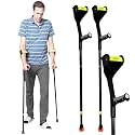 Forearm Crutches Pair, Folding Forearm Crutches Adults Lightweight Adjustable, with Rubber Handles, Comfortable Grip and Wear-Resistant