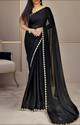 FORECAL Embroidered Bollywood Georgette Saree (Black)