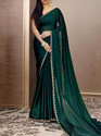 FORECAL Embroidered Bollywood Georgette Saree (Green)