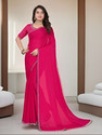 FORECAL Embroidered Bollywood Georgette Saree (Pink)