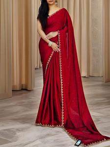 forecal embroidered bollywood georgette saree red