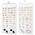 FOREGOER Hanging Jewelry Organizer 88 Zippered Pocket, 2-Sided,1 Pack White