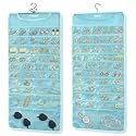 FOREGOER Hanging Jewelry Organizer 88 Zippered Pocket, 2-Sided,1 Pack Blue