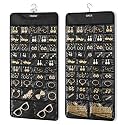 FOREGOER Hanging Jewelry Organizer 88 Zippered Pocket, 2-Sided,1 Pack Black