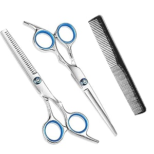 professional stainless steel barber salon hair cutting thinning scissors hair cut scissor with comb set of 2