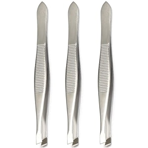 stainless steel pluckertweezer flat tip for chin hair 3 pcs