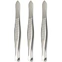 Stainless Steel Plucker/Tweezer Flat Tip For Chin Hair 3 Pcs