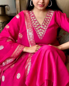 FORENCIA Embroidered Anarkali Kurta Bottom Dupatta