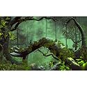 Forest Aquarium Background Jungle Plants Lush Green Trees Reptile Habitat Background Foggy Rainforest Natural Landscape Fish Tank Background Misty Rainforest Terrarium Background Vinyl 36x20in