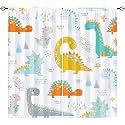 Dinosaur Curtains Rod Pocket Kids Boys Girls Simple Childish Cute Dino Animals Print Pattern Window Drapes for Nursery Baby Bedroom Playroom W42 x L63 Inch 2 Panels