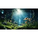 Forest Mushroom Aquarium Background Underwater Stream Fish Tank Background Tropical Jungle Style Mushrooms with Lush Moss Reptile Tank Backgrounds Rainforest Reptile Enclosure Backgrounds 72x24in