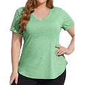 FOREYOND Plus Size Workout Tops for Women T Shirts Loose Fit V Neck Clothing Yoga Casual Summer