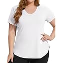 FOREYOND Plus Size Workout Tops for Women T Shirts Loose Fit V Neck Clothing Yoga Casual Summer