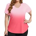 FOREYOND Plus Size Workout Tops for Women T Shirts Loose Fit V Neck Clothing Yoga Casual Summer