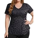 FOREYOND Plus Size Workout Tops for Women T Shirts Loose Fit V Neck Clothing Yoga Casual Summer