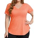 FOREYOND Plus Size Workout Tops for Women T Shirts Loose Fit V Neck Clothing Yoga Casual Summer