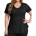 FOREYOND Plus Size Workout Tops for Women T Shirts Loose Fit V Neck Clothing Yoga Casual Summer