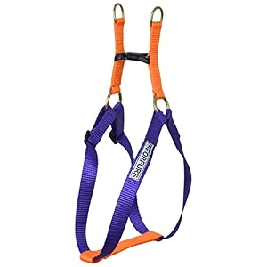 step-in harness dog harness for cats and puppy - extra small ultra violet x neon orange