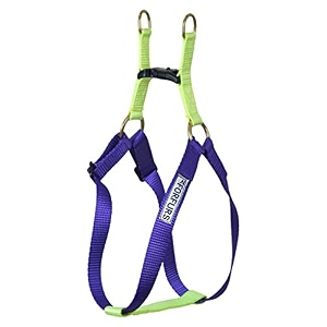 step-in harness dog harness for cats and puppy - extra small ultra violet x lime green