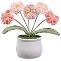 Forget-Me-Not Crochet Flower Potted Plant, Handmade Pink Flower Gift for Mom, Wife, Grandma, Mother’s Day Gift, Cute Desk Decor, Birthday Gift for Women Cute Desk Decor Floral Home Decoration