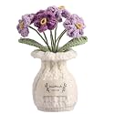 Forget-Me-Not Crochet Flower Potted Plant – Handmade Desk Decor, 7 Bloom Crochet Flowers in Gentle Purple Shades