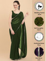 FORKEY Solid/Plain, Self Design, Embellished Bollywood Georgette Saree (Green)