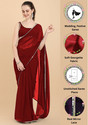 FORKEY Solid/Plain, Self Design, Embellished Bollywood Georgette Saree (Red)